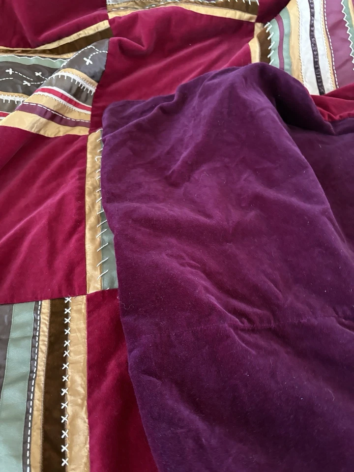 Funda nórdica Pottery Barn terciopelo retazos REINA Claudene Jacquard 86” X 86 pesada Foto 2 de 4