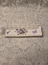 Aynsley Bone China Violets/Butterfly Trinket  Dish Vintage Gold Edge