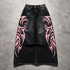 Y2K Baggy Black Denim Jeans Wide Leg Distressed Streetwear Skater