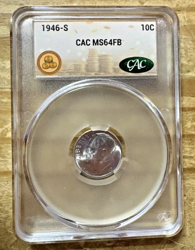 1946 S  Roosevelt Dime CAC MS 64 FB