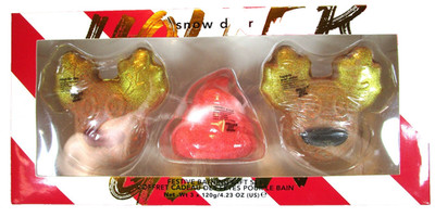 Festive Bathing Gift Set Snow Deer 3 Bath Bomb Fizzies 4.23 oz Holiday Clearance