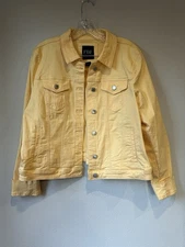 French Dressing Jeans Women’s Yellow Stretch Twill Jacket Size XL