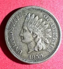 1859 US Indian Head Cent! Copper Nickel Variety! 1st Year Issue! Very Fine! Coin