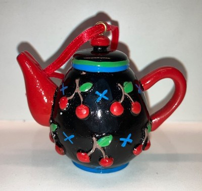 Mary Engelbreit Vintage 1997 Cherry Orchard Teapot Cottagecore Holiday Ornament