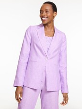 Classic Linen Single Button Blazer at Talbots, NWT 189, SPRING LILAC, all size