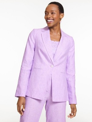 Classic Linen Single Button Blazer at Talbots, NWT $189, SPRING LILAC, all size