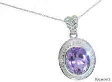 Collier En Améthyste Et Diamant De 4,60 Ct Dans De L'Or Blanc 14kt