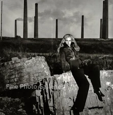 1968 Vintage HELMUT NEWTON Female Fashion Industrial Chimneys Duotone Photo Art