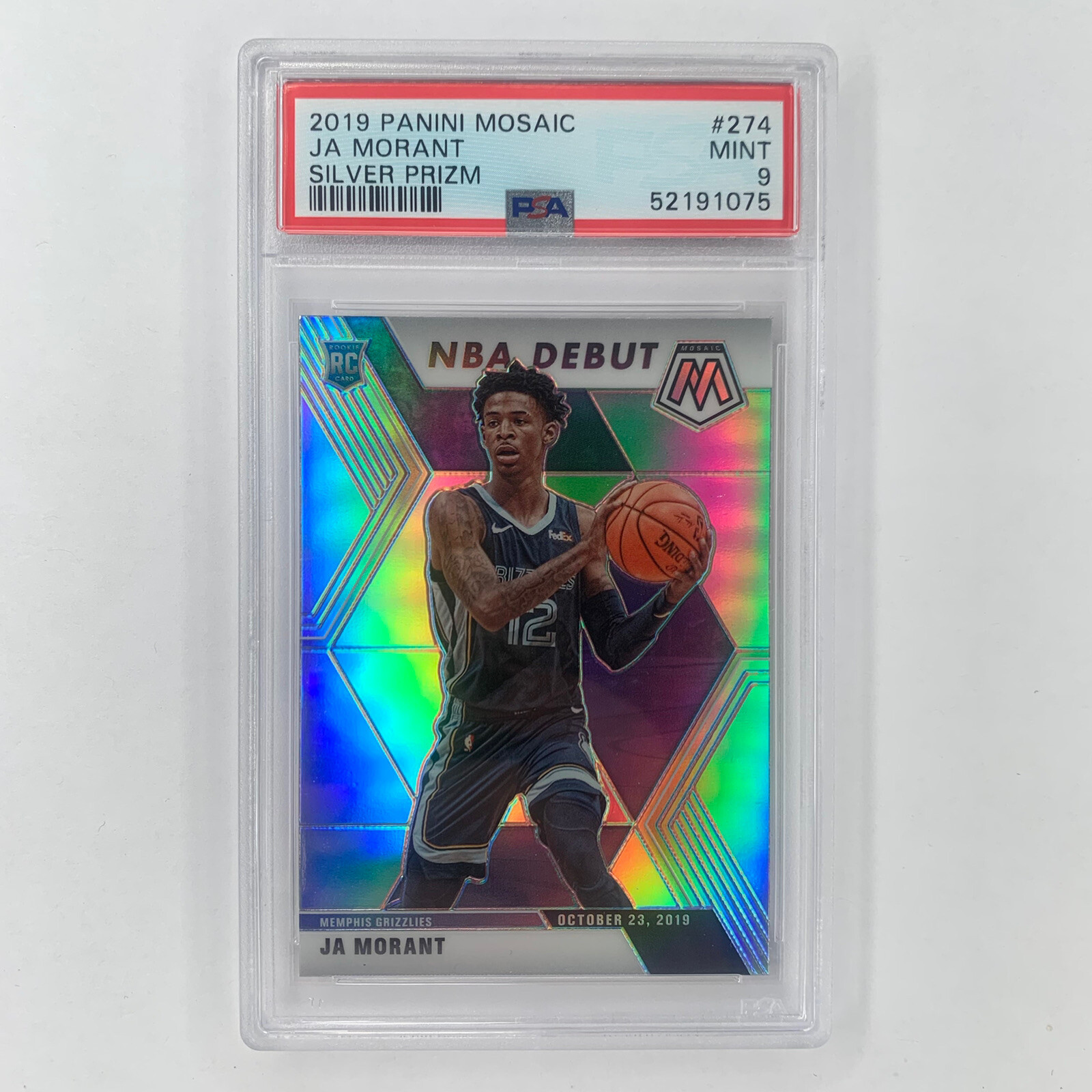 2019 Panini Mosaic NBA Debut Silver #274 Ja Morant RC Rookie PSA MINT 9