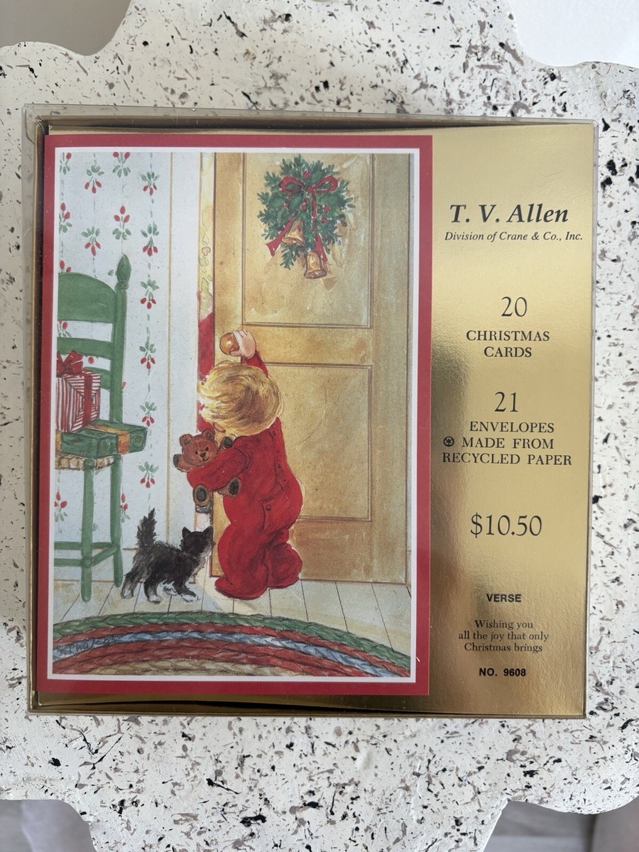 Vintage Rare T.V. Allen Co. Christmas Cards & Envelopes New DEADSTOCK Box  Of 20