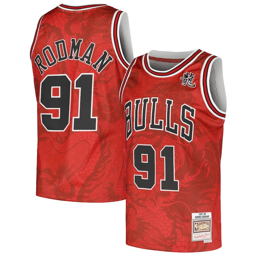 値下げ交渉あり‼️BULLS DENNIS RODMAN ジャージ XL Chicago Bulls Dennis Rodman Mitchell & Ness Asian Heritage