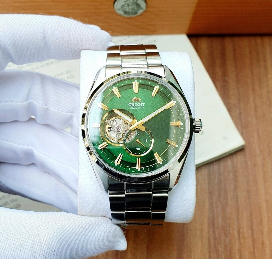 【Dead Stock】ARNYS／アルニス／プリントタイ／バード柄／グリーン Orient RA-AR0008E30B Green Automatic Semi Skeleton Stainless Steel