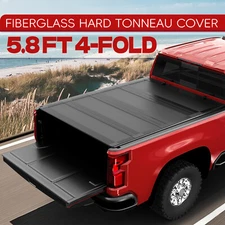 5.8FT 4Fold FRP Truck Bed Tonneau Cover For 2014-2019 Silverado 1500 Low-Profile