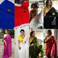 Women's Khadi Cotton Saree with Running Blouse Piece