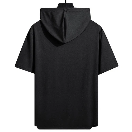 Summer Men's With Hood Short Sleeve Hoodies Hip Hop T shirt Streetwear T Shirts - Imagen 10 de 21