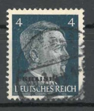 Znaczek 1941-43, Hitler 4 pf. z nadrukiem UKRAINA, MiNr. 783?, stemplowane, B56