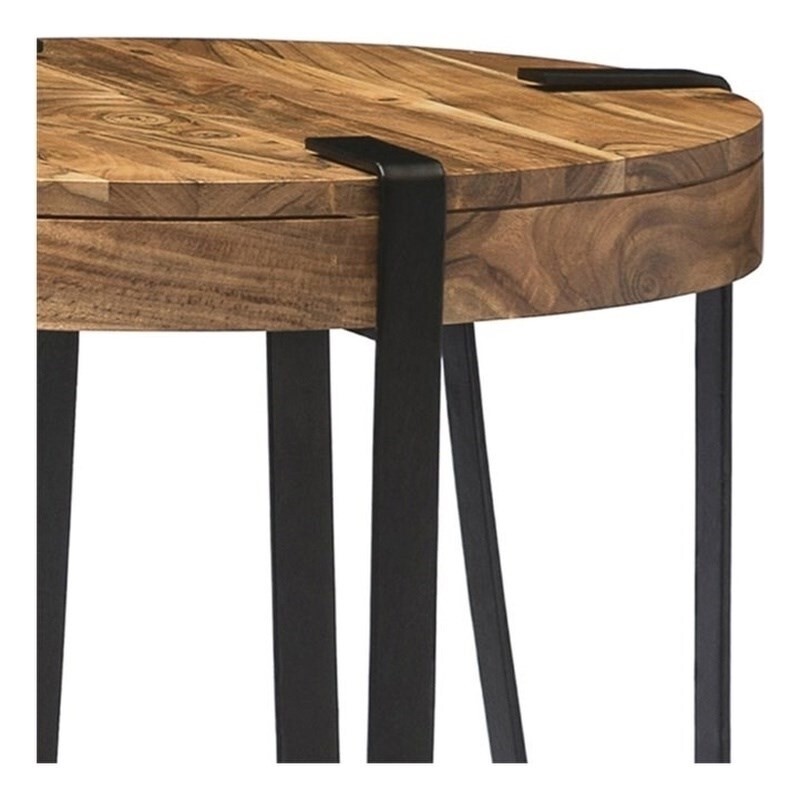 Homesphere Furniture Live Edge Solid Wood with Metal Round End Table in Natural 680499427313 eBay