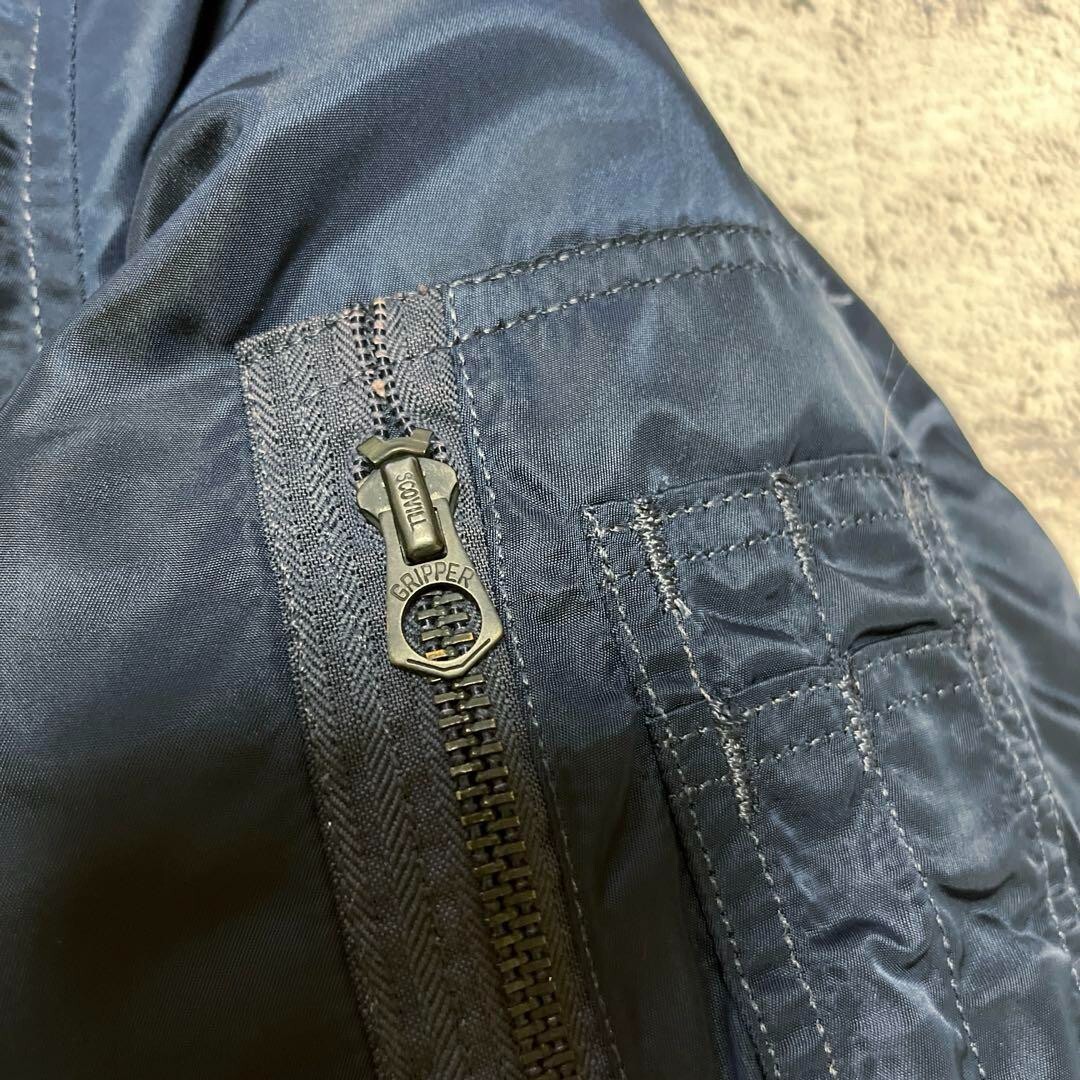 稀少 ALPHA 60s オリジナル 68モデル MA-1 Dタイプ XL ALPHA 1968 Reissue MA-1 Flight Jacket D type Navy Nylon Made