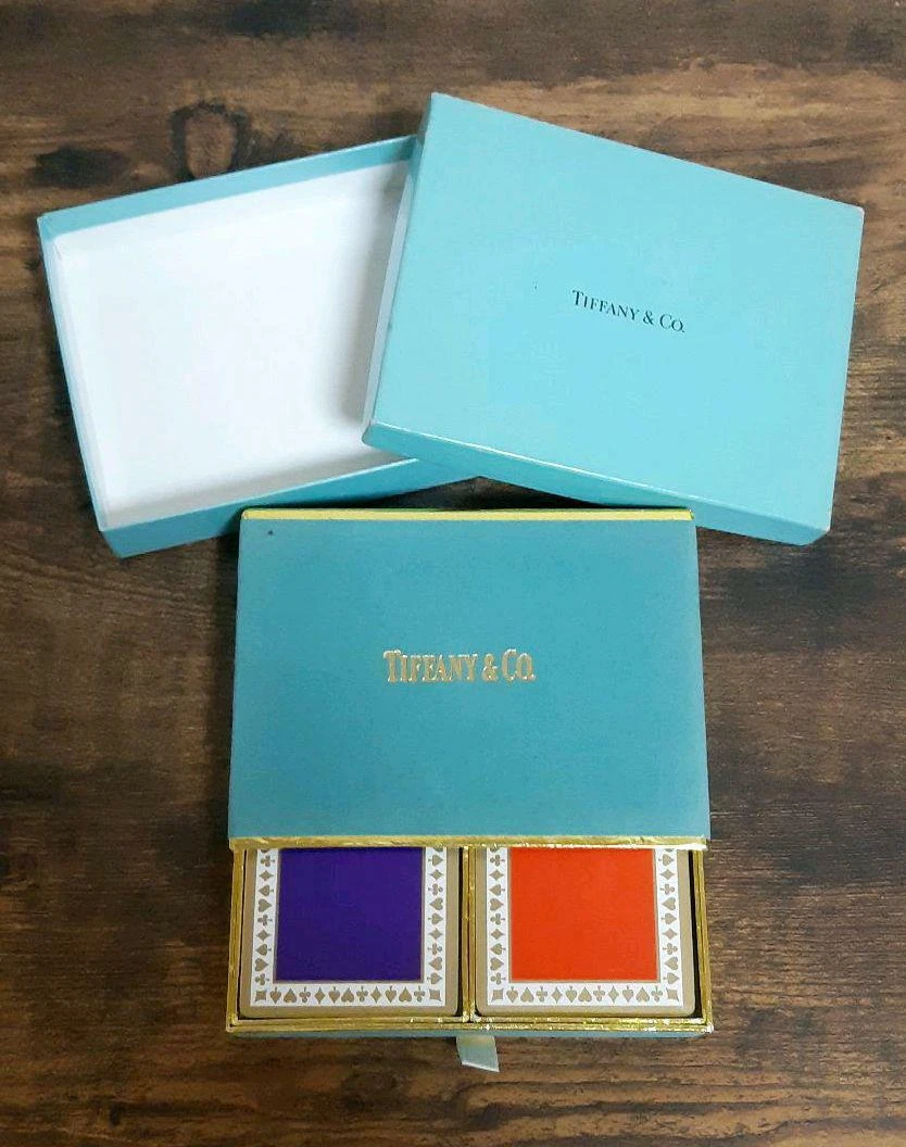 Tiffany & Co. 2 Decks of Playing Cards Purple & Red in Box Mint