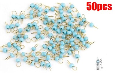 50Pcs Gold Tone Soldering Pcb Board Breadboard Test Point Pin Blue Ic New go