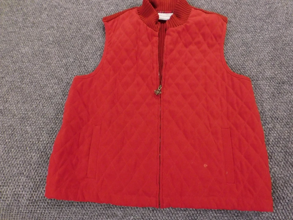 Alfred Dunner Womens Vest 14P Petites Red Full Zip Designer stretch classic - Image 2 of 4