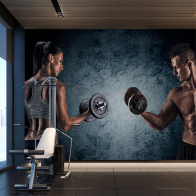 VLIES FOTOTAPETE Selbstklebend XXL MANN Frau Fitnessstudio 3D Tapeten 4041