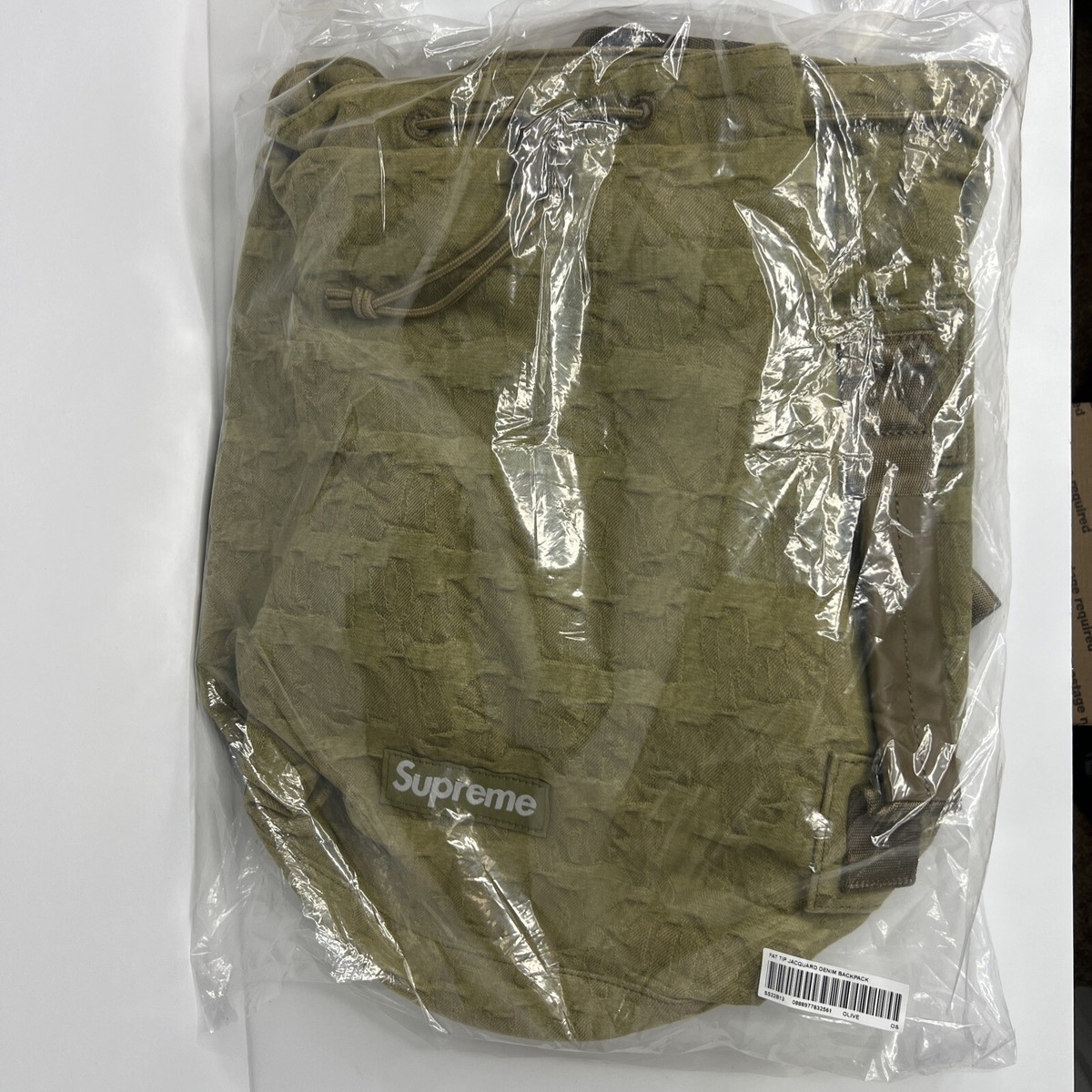 Supreme Fat Tip Jacquard Denim Backpack Olive | eBay