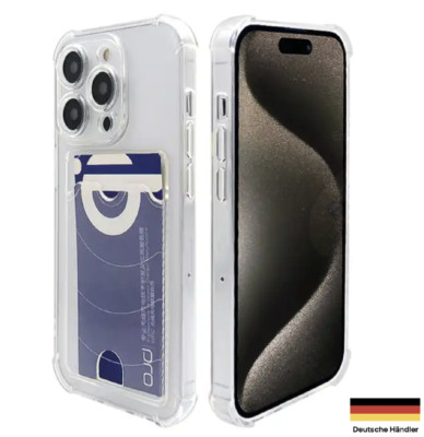 klare Handyhülle iPhone 17 16 15 14 13 Pro Max Silikon Kameraschutz Kartenfach!