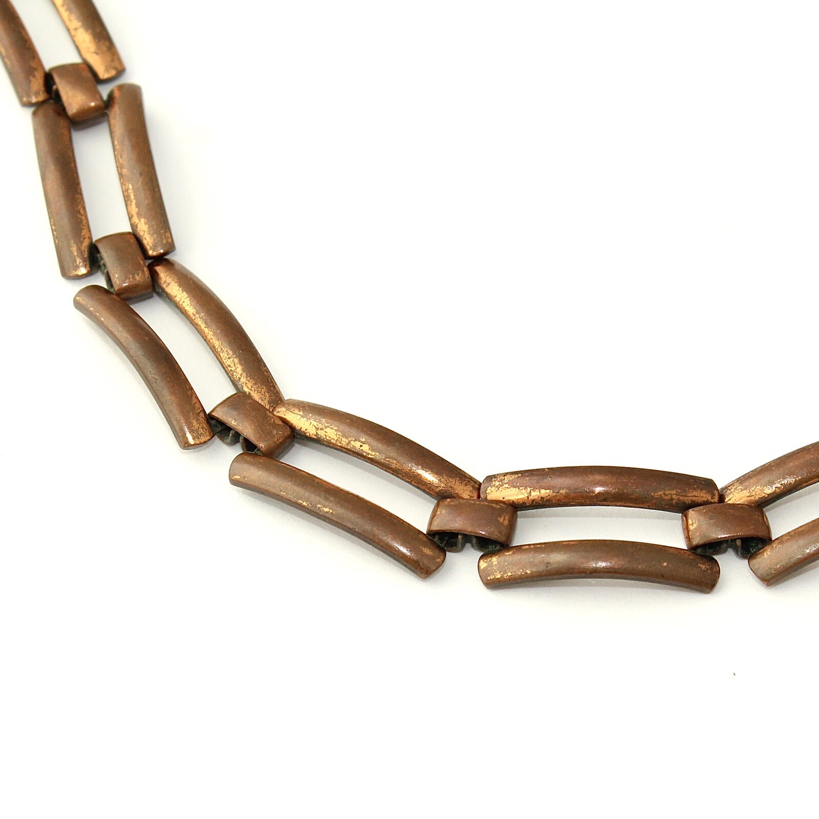 Vintage Solid Copper Link Bracelet Open Rectangle… - image 3