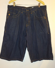 Vintage ROCA WEAR Baggy Jean Shorts Mens 38 Thick Stitch Skater Grunge Rave Y2K