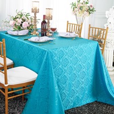 Wedding Linens Inc. 90"x156" Rectangular Damask Polyester Tablecloths Covers