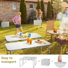 MOTOOS 4ft Silver Outdoor Folding Table Aluminium