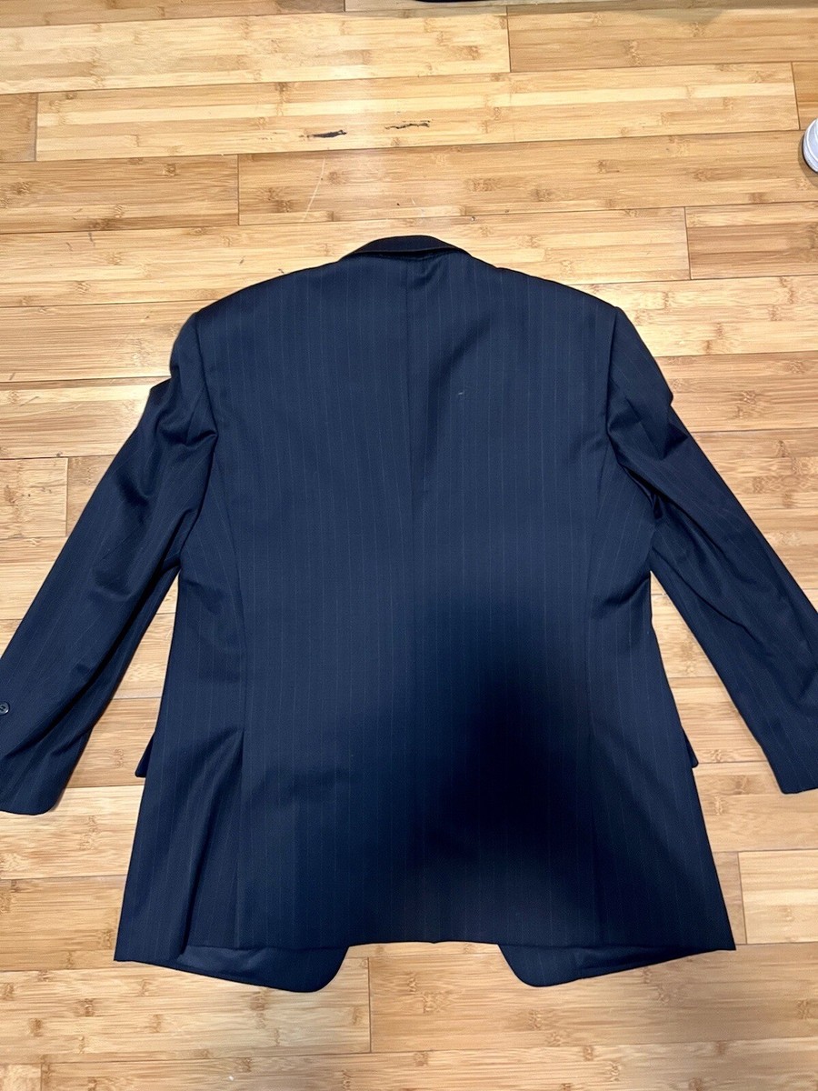 Valentino Garavani Super 110's Men's Navy Blue Pinstripe Wool Suit