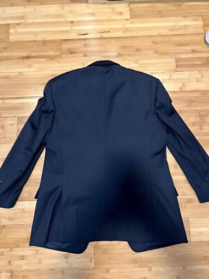 Valentino Garavani Super 110's Men's Navy Blue Pinstripe Wool Suit
