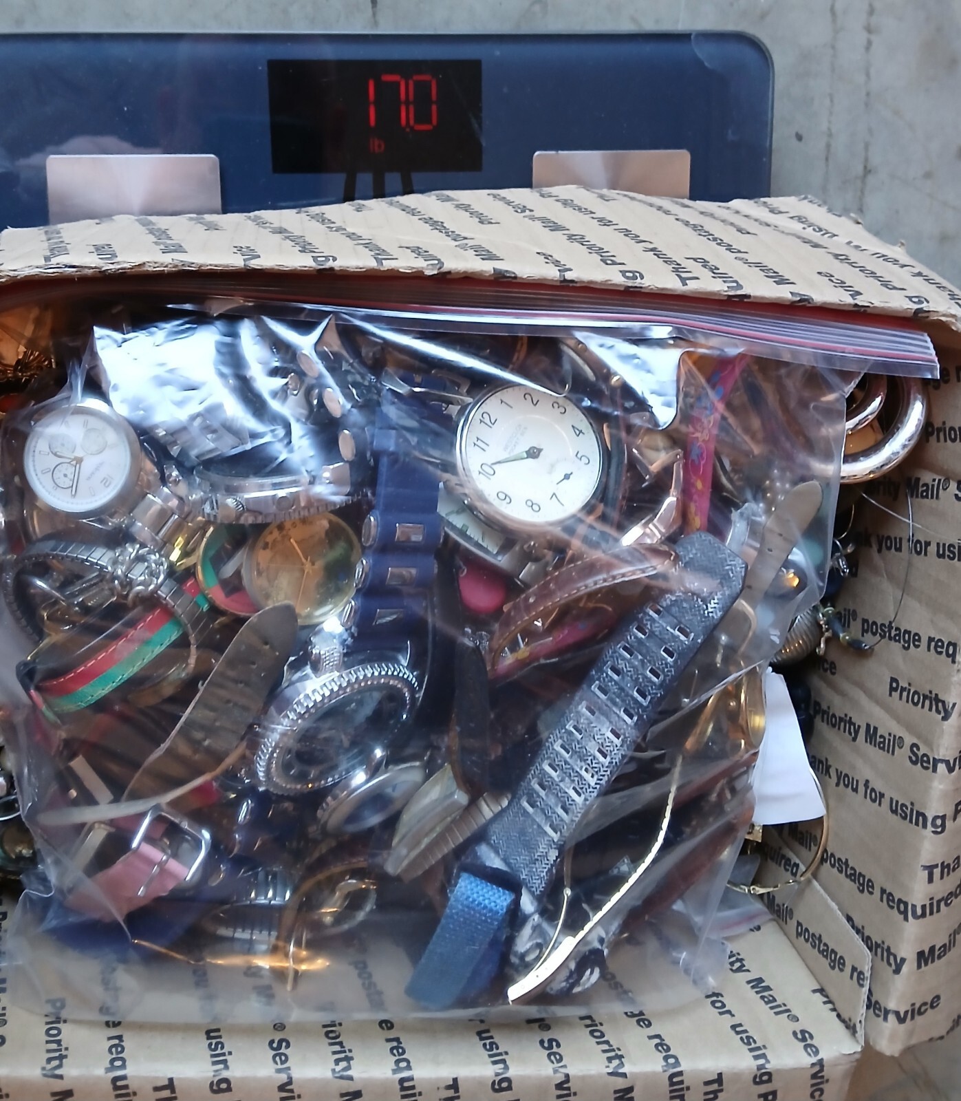 17 LBS Vintage To Now Broken Costume Jewelry & Watches For Parts Possible Repair