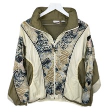 Y2k Gold Flecked Nylon Granny Zip Up Windbreaker - Women's Size L