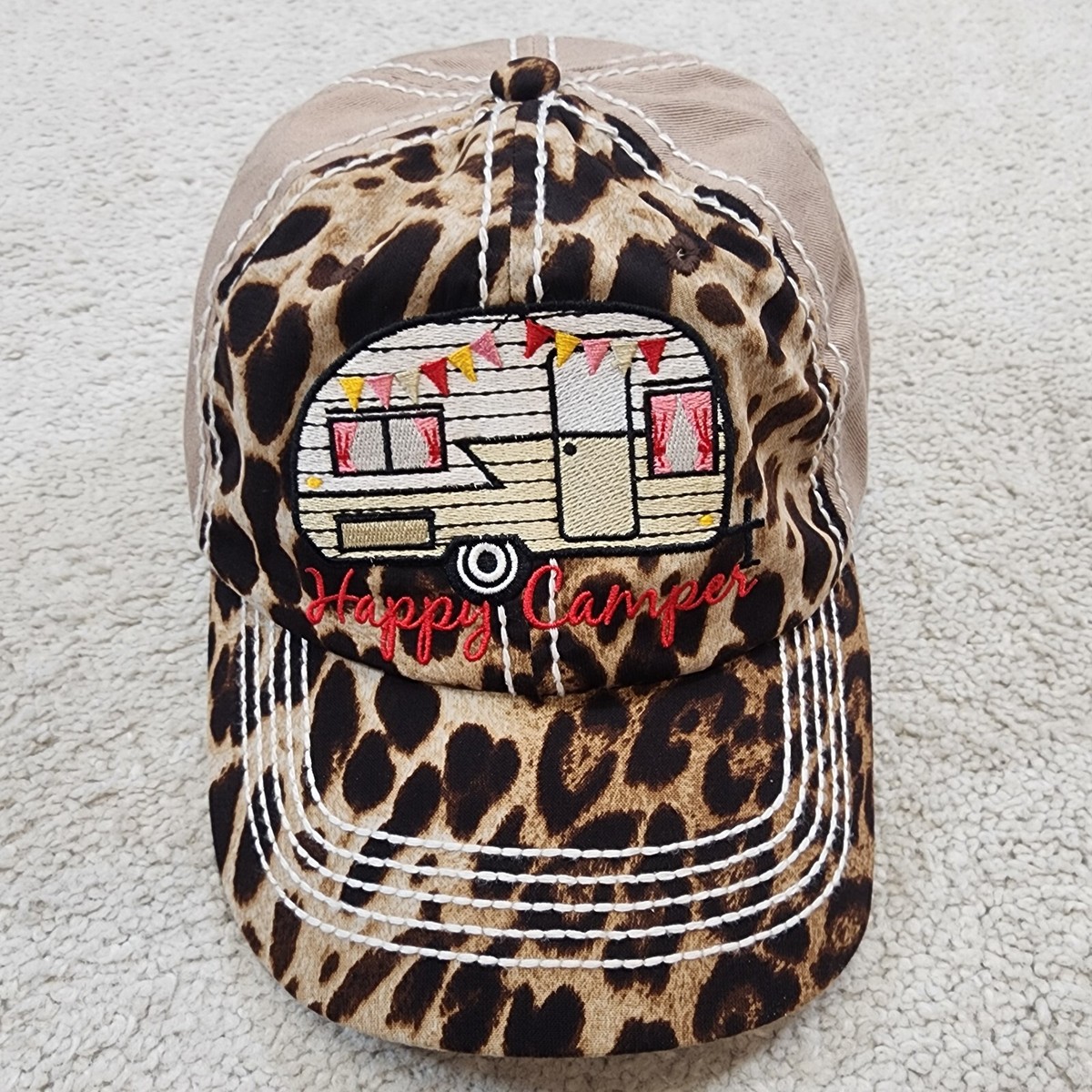 Leopard Happy Camper Hat New!! Black Cactus & Leopard Print Happy Camper Cap – Caps  main image 4