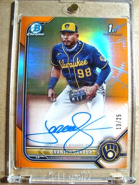 2022 Branlyn Jaraba 1st Bowman Chrome Orange Refractor Autograph RC /25 🔥🔥🔥