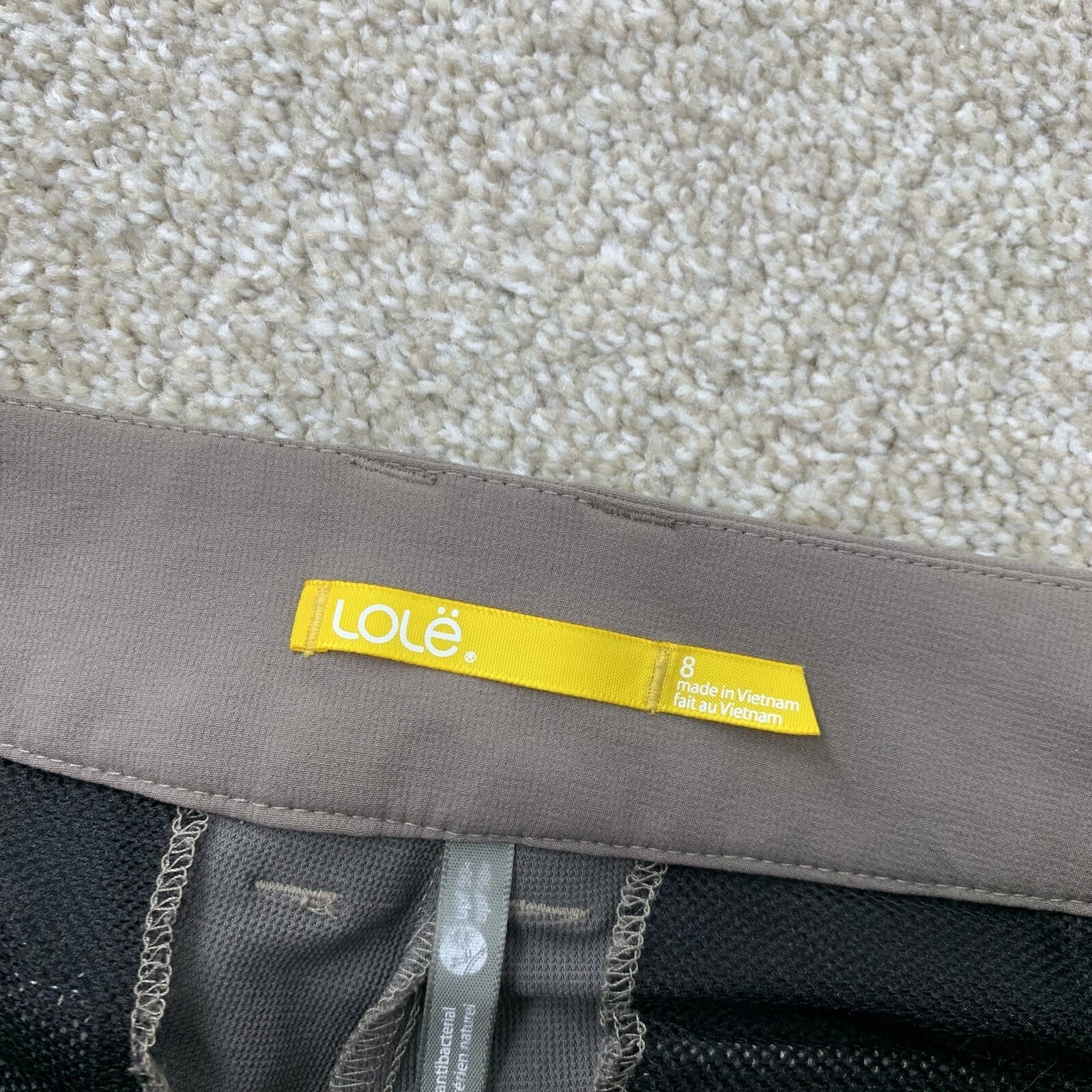 lole zip fly nylon blend flat front pants