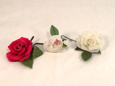 Vintage Silk Roses Flowers Dolls Corsage Millinery Crafts Pink White Lot of 3