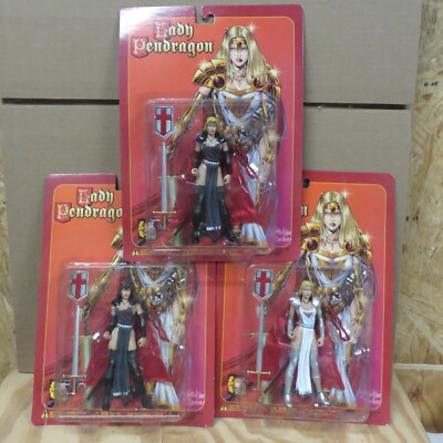 LADY PENDRAGON Female Action Figures, Lot of 3, 1999 Silverhawk Productions