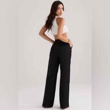 House of CB Alivia Black Loose Fit Wool Blend Trousers in L+