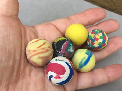 Super Ball Bouncing Hard Rubber Bounce Ball Lot 6 Vintage 1'' Multicolor Toy 