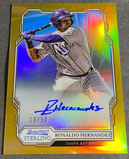 RONALDO HERNANDEZ, 2019 BOWMAN STERLING GOLD REFRACTOR, AUTO LTD ED /50 #BSPA-RH