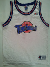 VINTAGE MADE IN USA 1996 SPACE JAM TUNE SQUAD TAZ BASKETBALL JERSEY SIZE YOUTH L