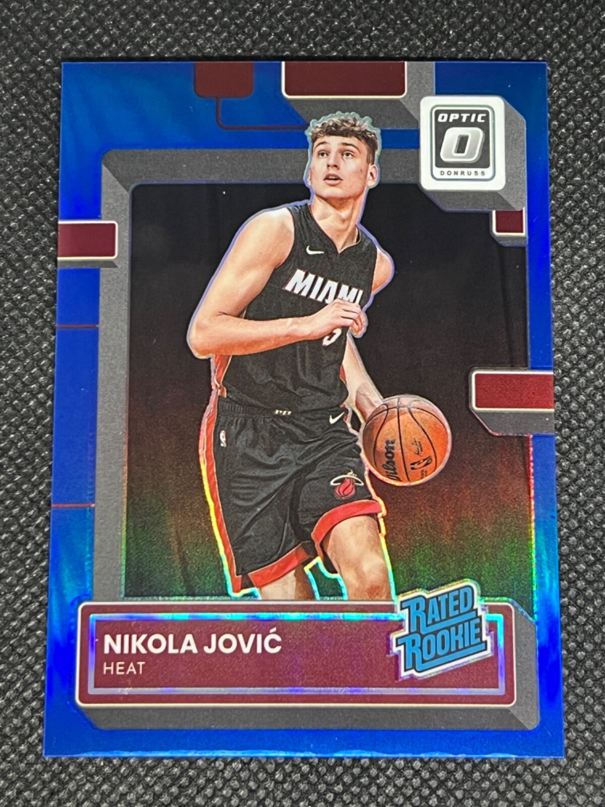 Nikola Jovic 2022-23 Optic Blue Prizm Rated Rookie RC 15/49 #224 Miami Heat