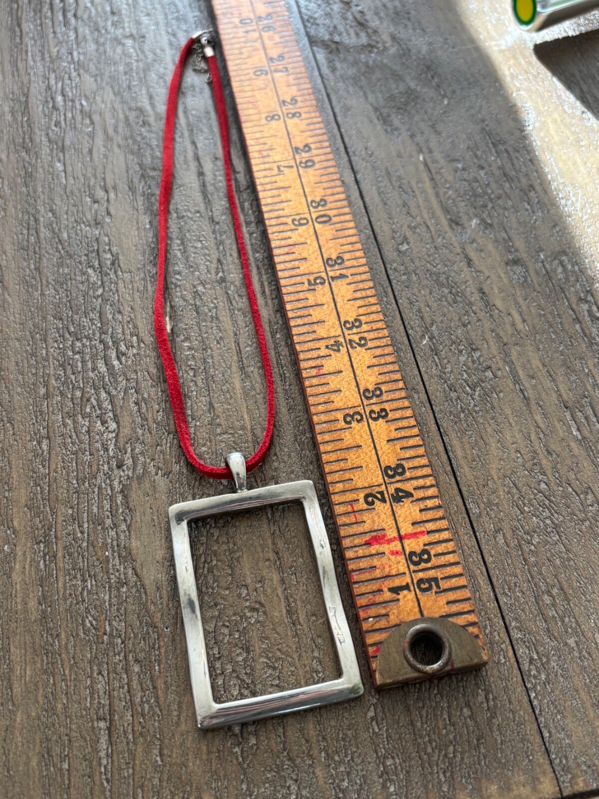 Vintage Silver Tone Rectangular Wavy Pendant Larg… - image 6