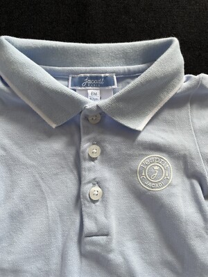 Jacadi NWOT Blue Pique Cotton Short Sl Polo Collar Bodyshirt-6Mos