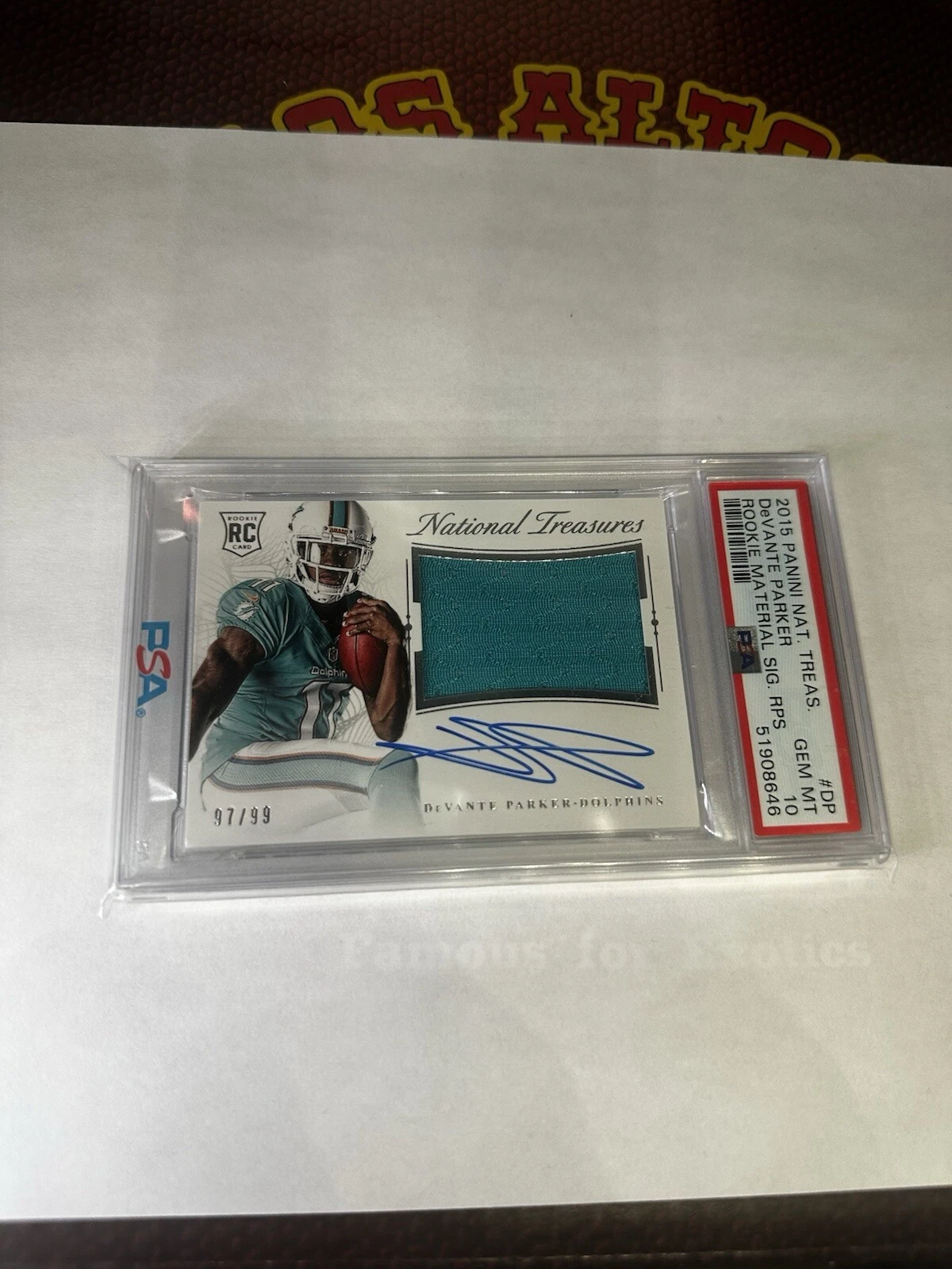 DeVante Parker Panini National Treasures Rookie Material Signature Rps #DP Base