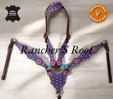 Western Leather Tack Set For Horse  Red Aztec Gladiator Tack Set